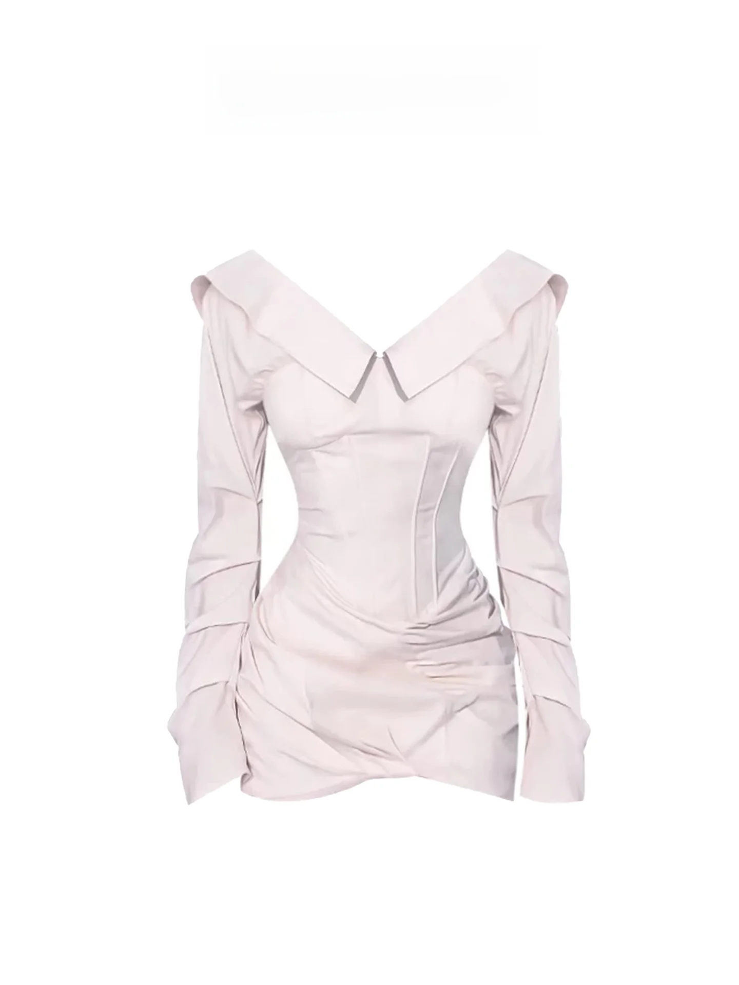 

HEZA plus Size Pure Desire One oulder Pleated ort Dr Women Early Autumn Waist Cinching Flared Skirt French Sle Long ...