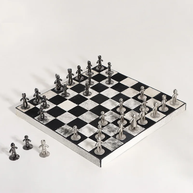 Luxury High End Home Decorative Horse Hair Chess Board Sets Chessboard Decoration Ornament