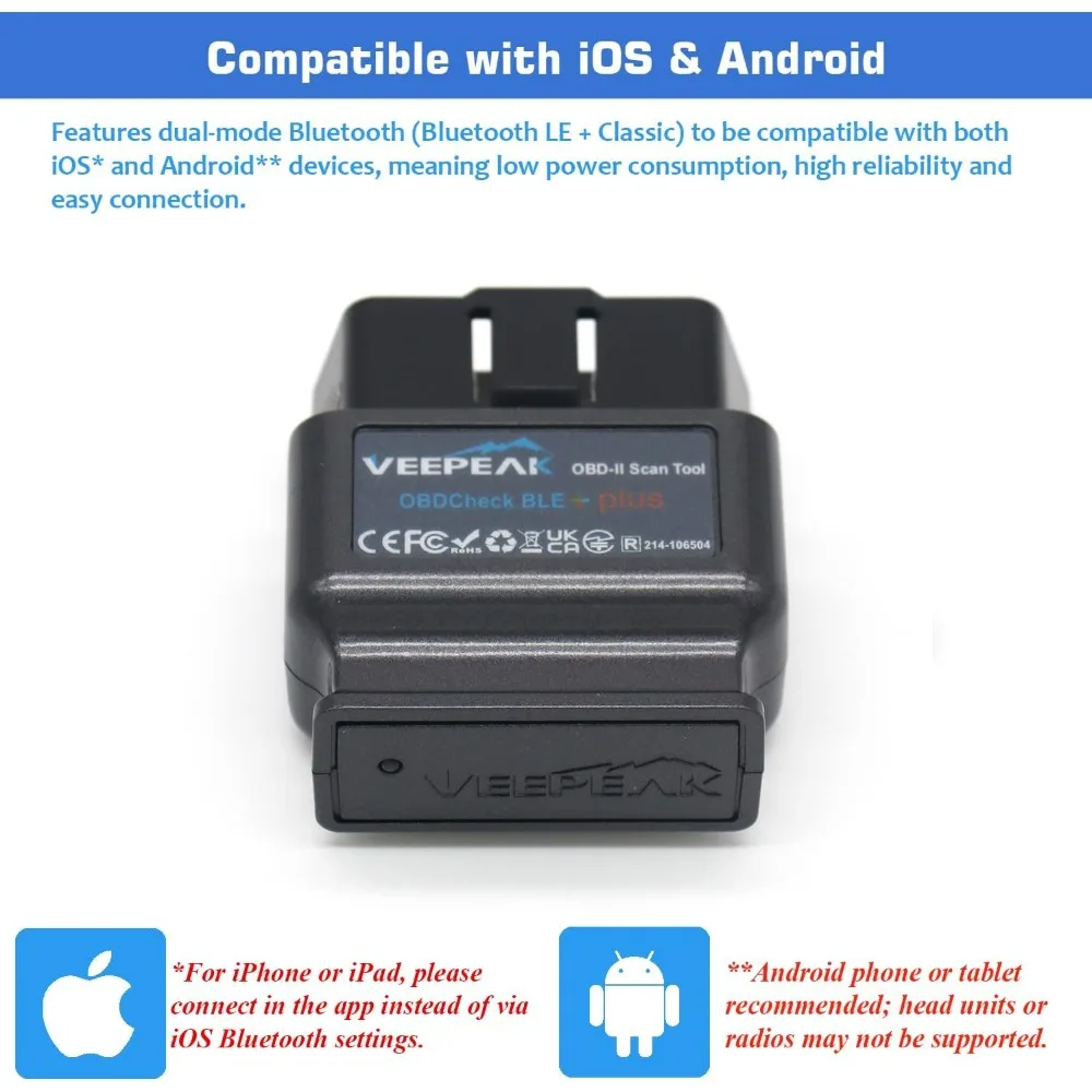 ماسح ضوئي لاسلكي OBD II لنظام iOS وAndroid، أداة مسح تشخيص السيارة مزودة بتقنية البلوتوث