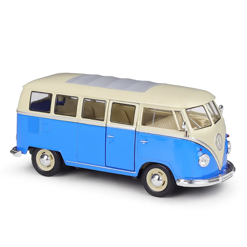 WELLY 1:24 Volkswagen Bus 1963 T1BUS Bus Van Simulation Alloy Car Finished Model  Birthday Gift Toys for Boys