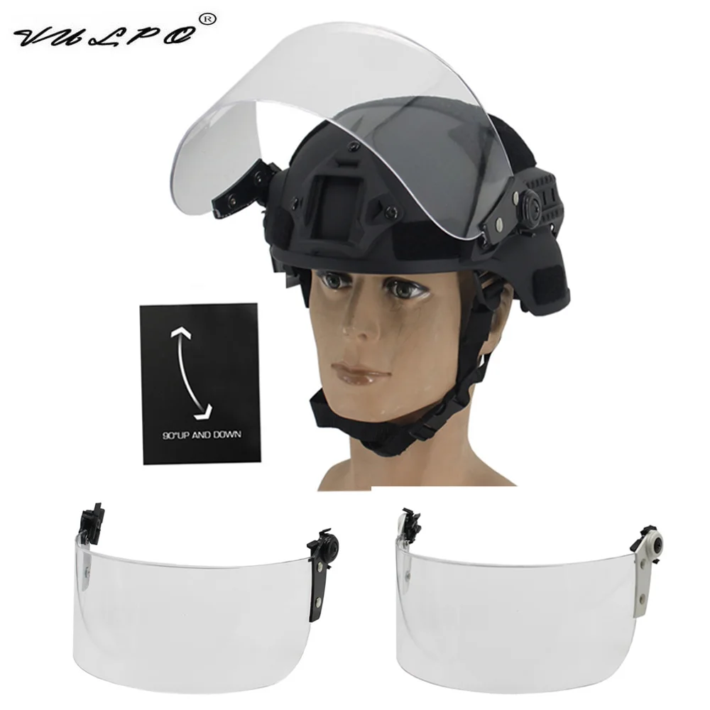 VULPO Tactical Helmet Flip Goggles Windshield Lens Riot Mask Airsoft Paintball FAST MICH Helmet CS Wargame Protection Goggles