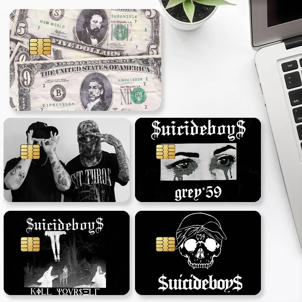 Hip Hop Singer SuicideBoys Credit Card for Bank Debit Decorative Protection 4PCS Anti-scratch Waterproof Stickers Bus Subway Lib