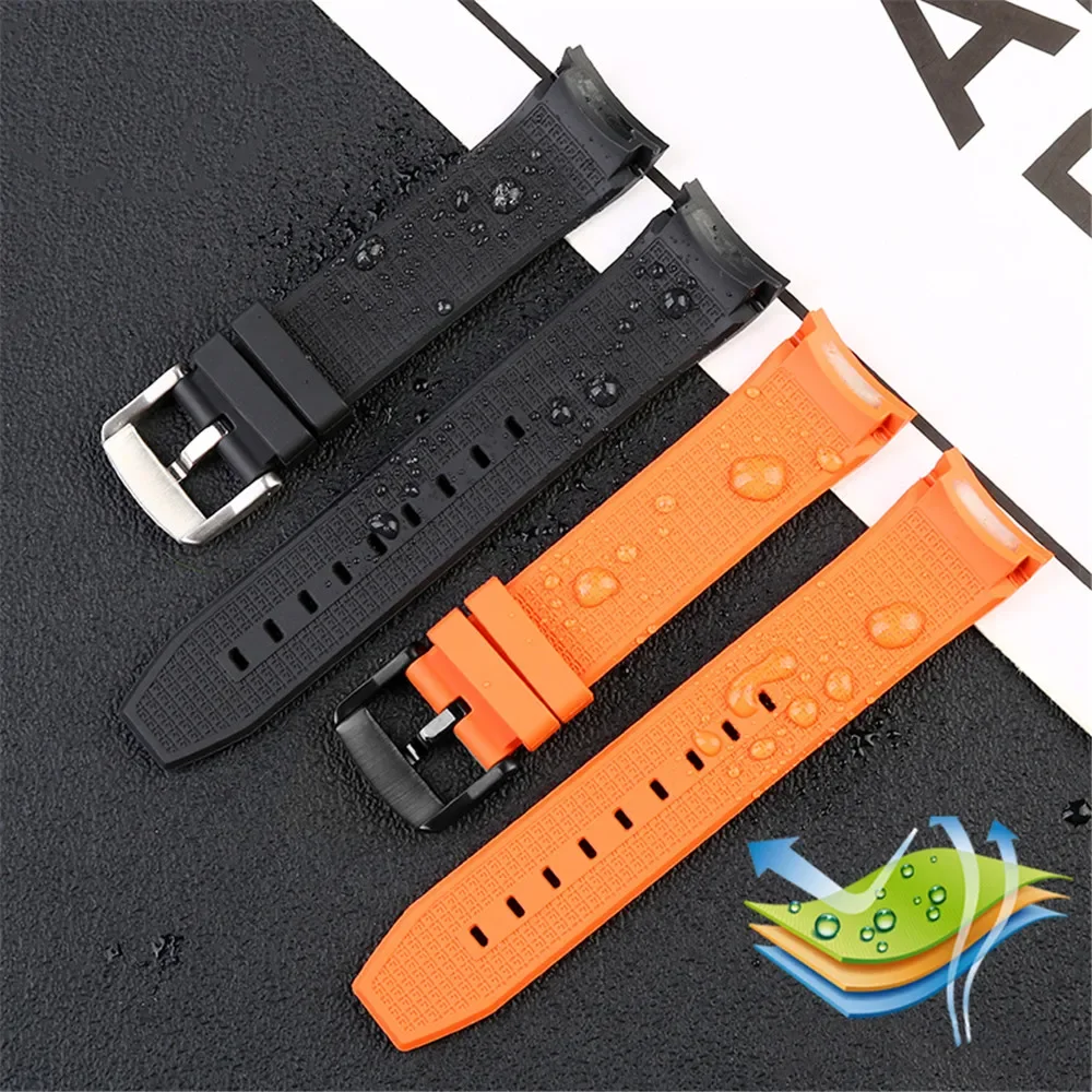 Rubber Silicone Strap for Tissot 1853 Starfish Diving T120 T120417A Watch Band 22mm Curved End Men Sports Waterproof Bracelet