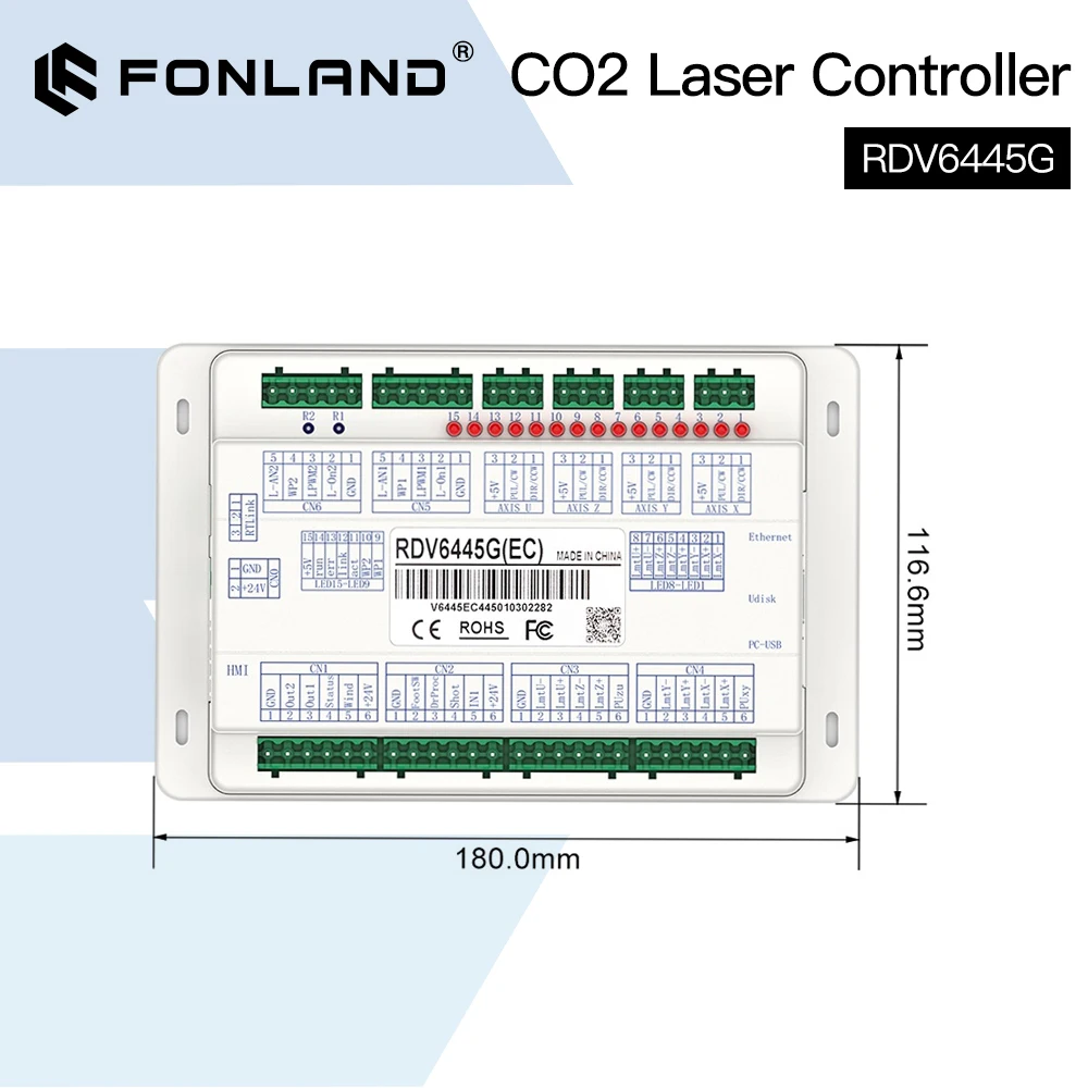 Fonland-ruidaレーザー切断および彫刻制御システム、彫刻機、ライトバーンのサポート、rdv6445g、小型ビジョン