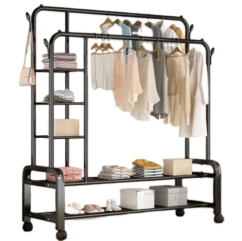 

Metal Clothes Garment Coat Rack with Bottom Shelf