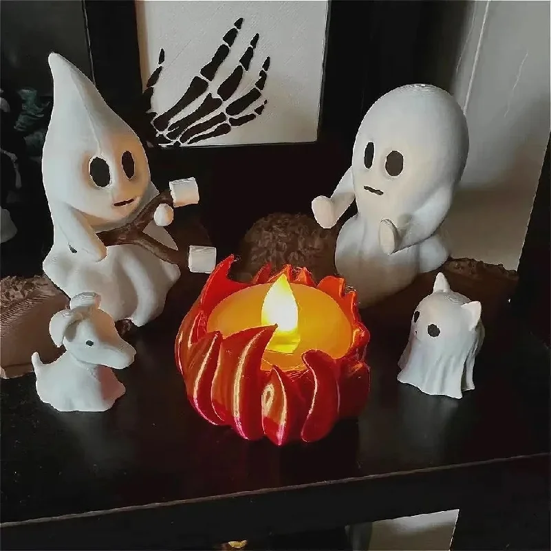 1 Set Halloween Ghost Campfire Decor Spooky Outdoor Party Haunted House Props Scary Backyard Scene Gathering Decoration Gift