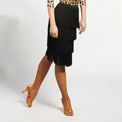 New Women Latin dance skirt high waist training dress female professional tassel skirt dancewear