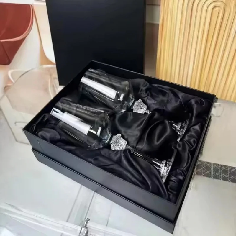 Elegant Champagne Tall Wine Glass Set Box