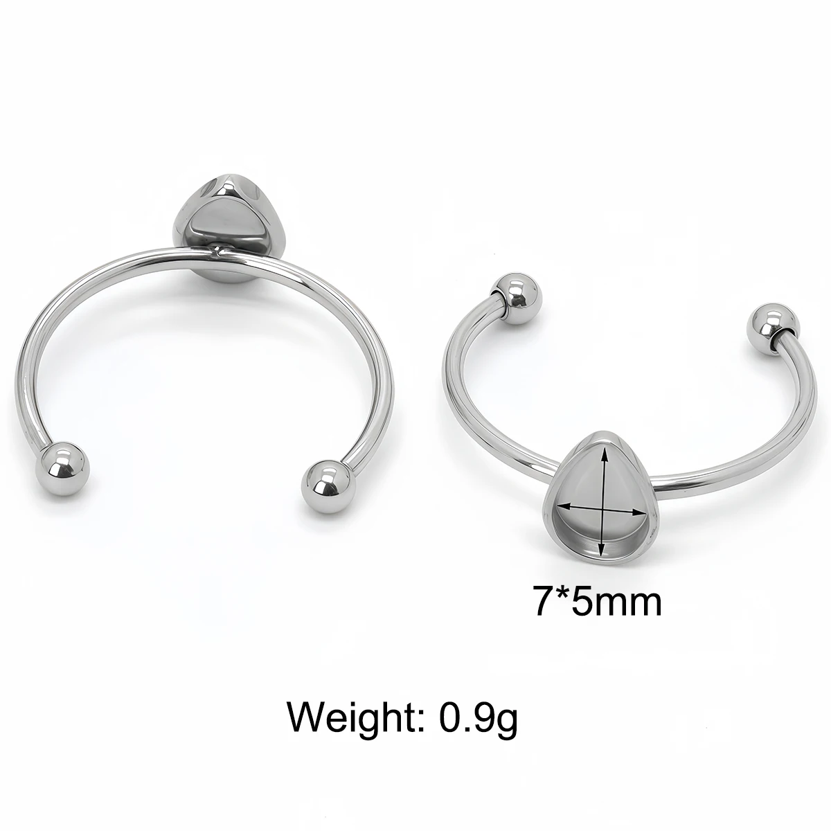 3/10 Stück Edelstahl Verstellbare Ringfassungen, Leere Basis, Verschiedene Formen, Cabochon-Knopf-Fassungen für DIY-Schmuckherstellung – Detail 9