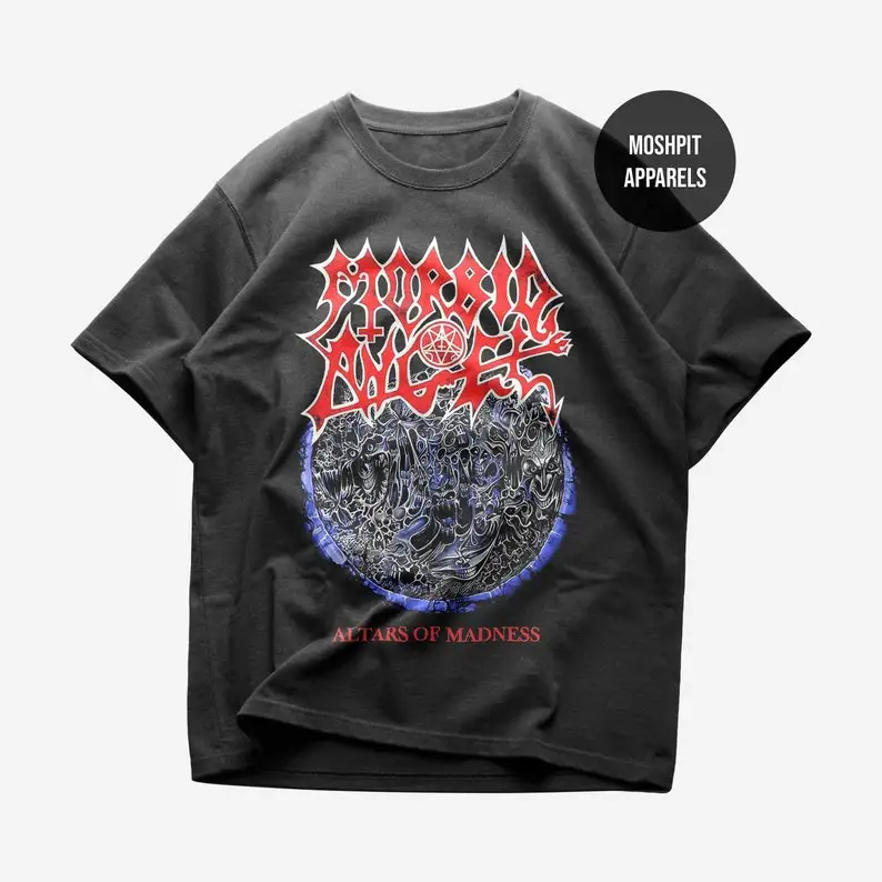 

Morbid Angel T-Shirt Music Shirt Altars of MadnessImmortal Rites Morbid Angel Merch Unisex Heavy Cotton Tee