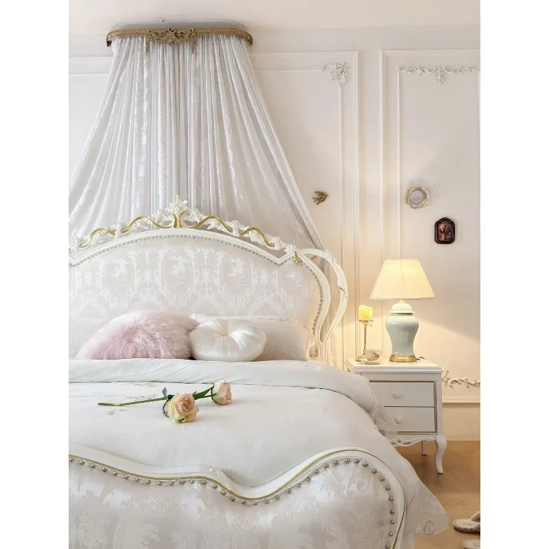 French bed European solid wood bed 1.8 meters master bedroom court style carved double American white 1.5 princess