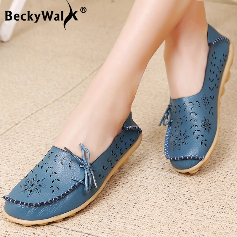 Heiße Damen-Freizeitschuhe aus echtem Leder, Frühlings- und Sommer-Flachschuhe, Damen-Loafer, weibliche Mokassins, Cut-Outs, Damenschuhe WSH2671
