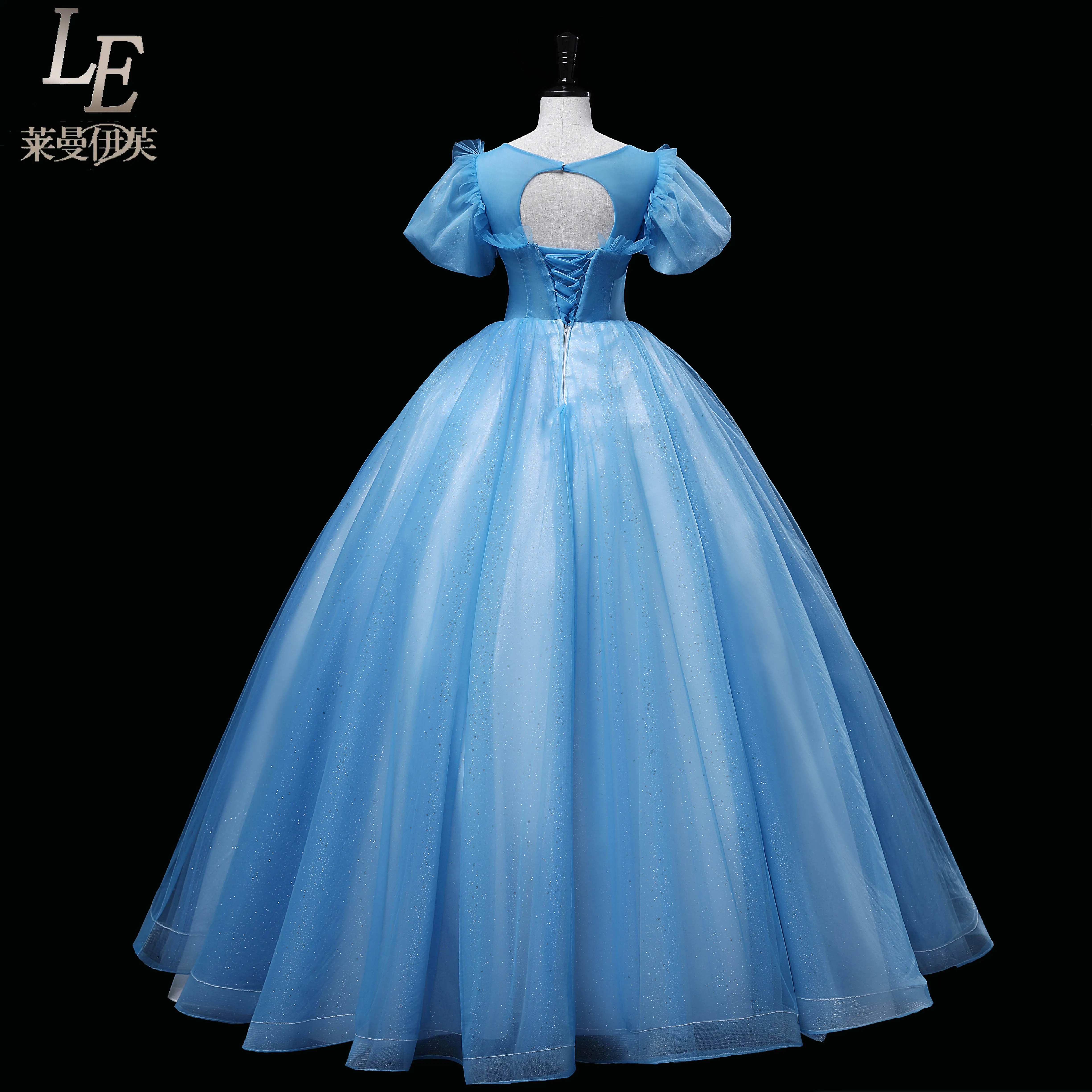 bubble sleeve blue bowknot beading butterfly court medieval dress renaissance Gown queen Victorian /Marie/ Belle Ball/ball gown