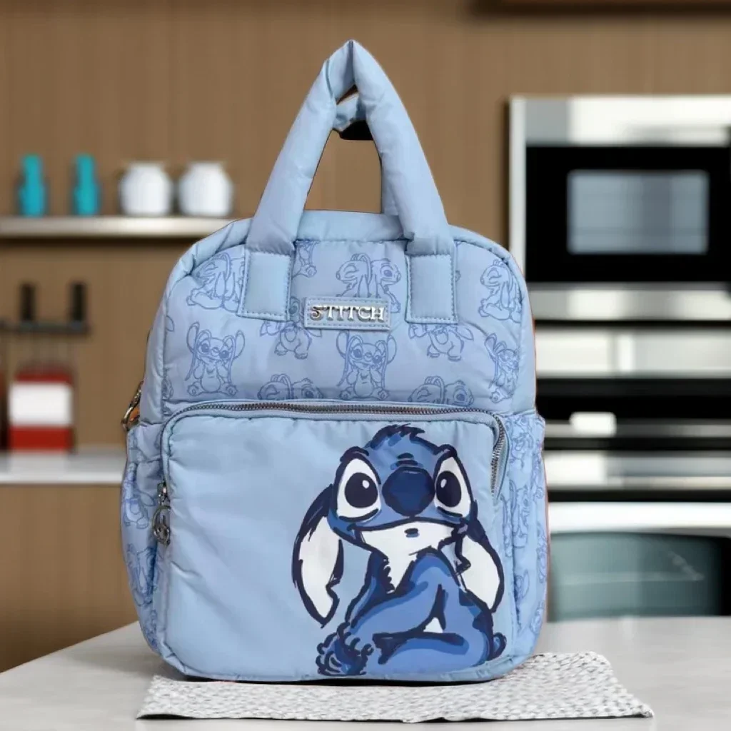 

Рюкзак MINISO Stitch, милый мультяшный детский школьный портфель, легкая дорожная сумка для студентов, рюкзак с зажимом, винтажные синие кошельки с монетницей