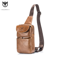 Bullcaptain Genuine Leather Small Chest Pack For Men Vintage Casual Messenger Shoulder Bag Sport Sling Crossbody Handbag JYB109