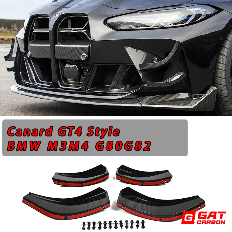 

Front Bumper GT4 Style Canards Bumper Air Vents Trims for BMW G80 M3 G82 G83 M4 2021+ DRY Carbon Fiber Front Bumper Fins