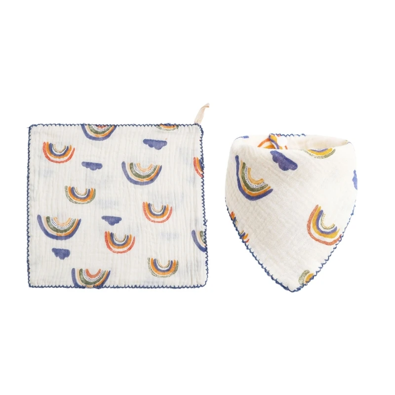 2024 New Infnat Face Towel  Burp Cloth Set Toddler Breathable Wipe Cloth Drooling Bib with Hanging-Hook Infant Washcloth