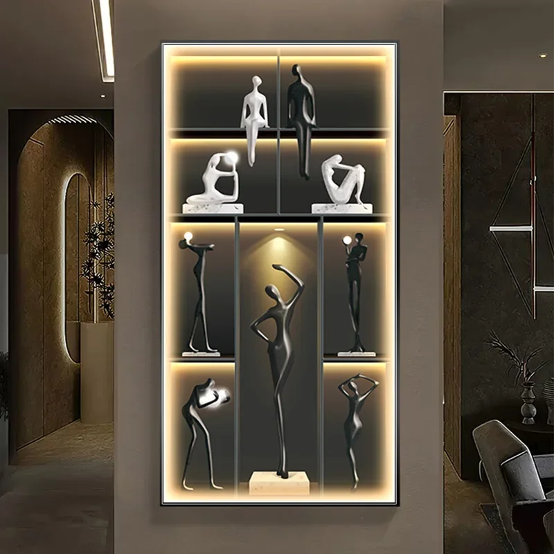 Modern Abstract Character Art LED Mural Lamp Corridor Living Room Dining Room Remote Dimming Interior Decoration Lamp Mural