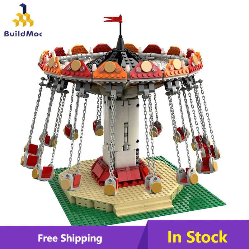 Swing Ride Building Blocks Sets Amusement Roller Coaster Figure Bricks Blocks Model Creative Toy for Children Birthday Gifts