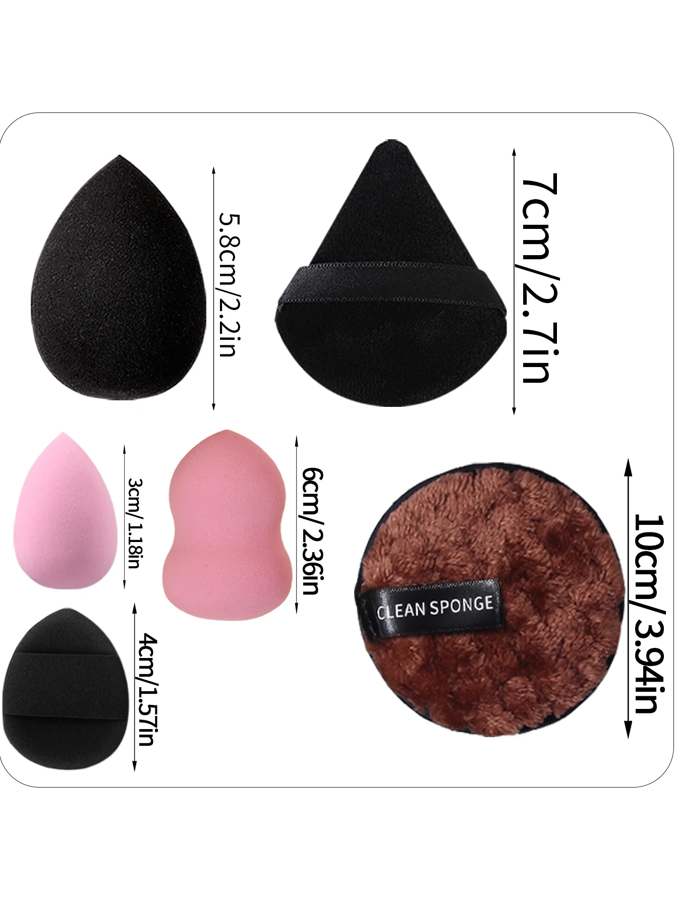 8PCS 메이크업 스펀지 세트, 리퀴드 BB 크림 파우더 적용에 적합, 메이크업 에그 건식 및 습식 이중 사용 파우더 퍼프