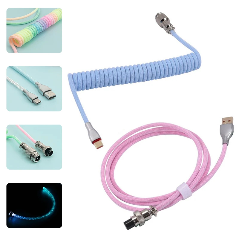 

Spring Dazzling Keyboard Cable Glowing Gaming Mechanical Keyboard Navigation Plug Cable Glowing Data Cord Colourful Data Cable