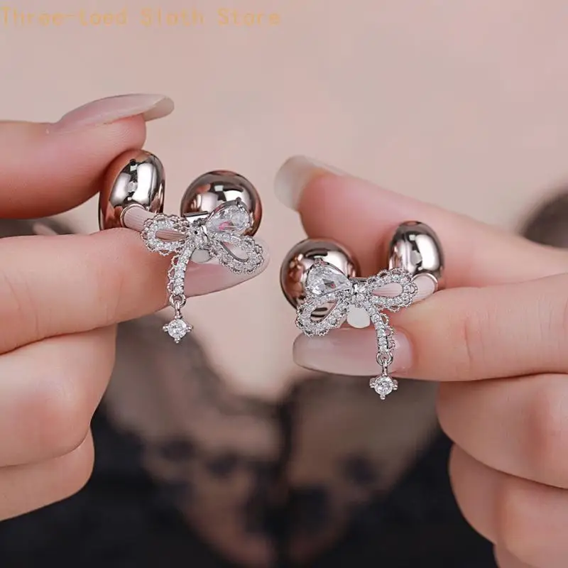 Silberner Ohrhörer-Charm-Ohrclip für FreeClip 1/2 Open-Ear-Ohrhörer, Paar mit Schmetterlingsschleifen-Design, einfacher – Detail 3