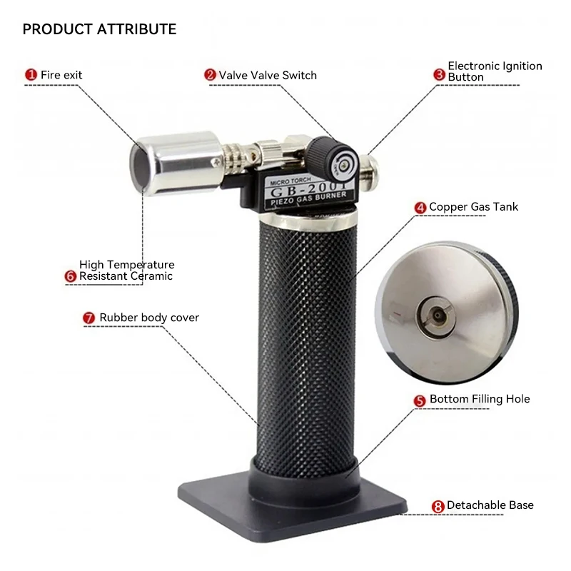 PRINCE GB-2001 Piezo Electric Micro Blow Portable Handheld Torch Lighter Butana Gas Torch Welding untuk Perhiasan Perbaikan