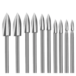 10Pcs Wood Carving Drill Bits Set For Dremel Rotary Tool Engraving Drill Accessories Milling Bit Grinding Woodworking Tool