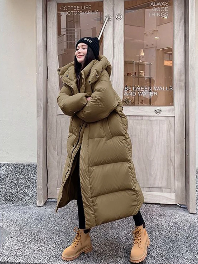 Winter Waterproof Knee Length Down Jacket Female High Quality Hooded Parker Down Jacket Women White Duck Down Warm Long Outwears
