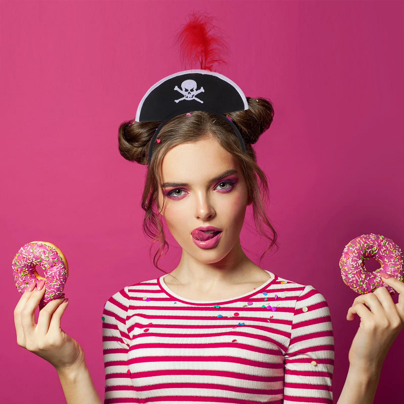 

1pcs Pirate Hat Headband Elastic Fit For Halloween Costume Party Decoration Dress Up Role Play Accessories Captain Hat Cosplay