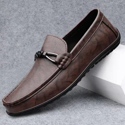 Over Size 38-46 Men Casual Luxury Fashion Men's Genuine Leather Loafers Moccasin Formal Shoes Loffers Slip-On Driving Shoes