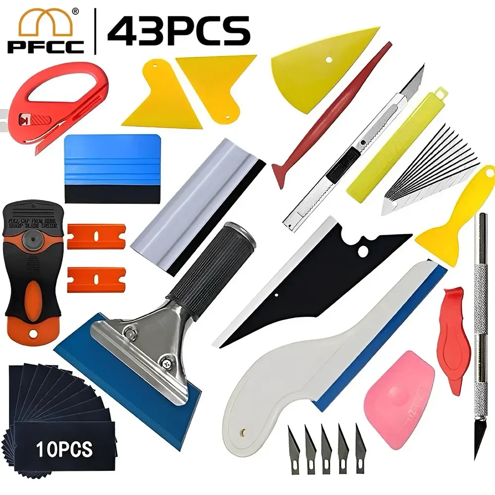 PFCC Car Scraper Tools Vinyl Wrap Film Sticker Wrapping Auto Window Hot Carbon Fiber Tint Foil Magnetic Stick Squeegee Razor