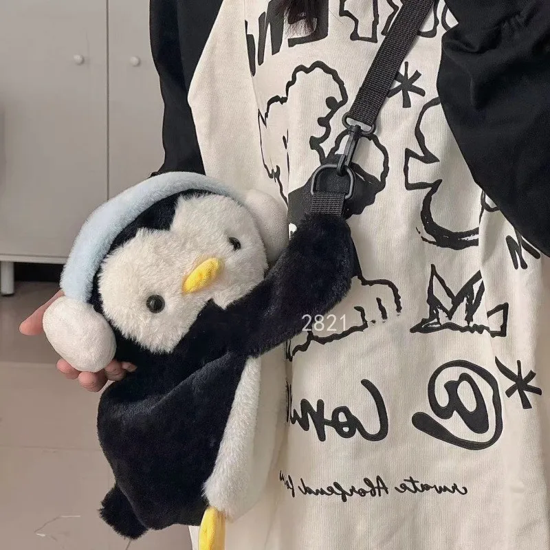 Women Penguin  plush mobile Phone bag Backpack Cute backpack girl Cartoon Doll shoulder bag