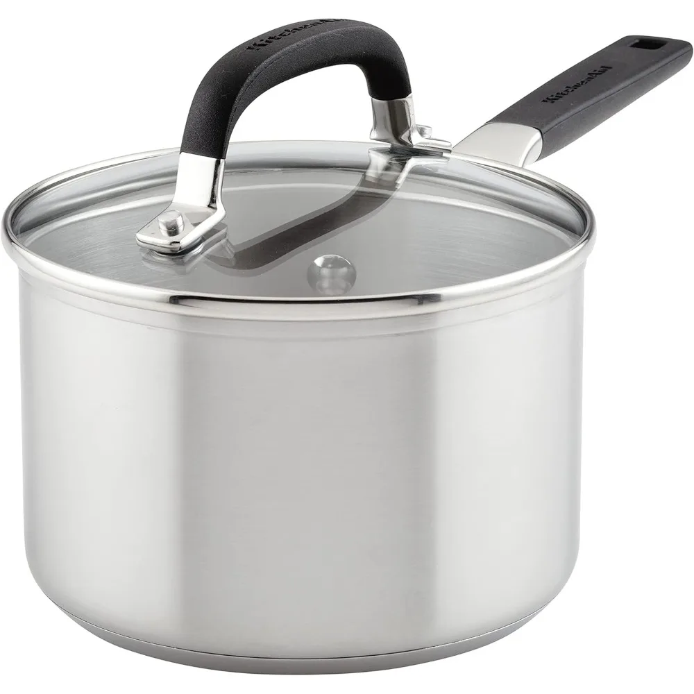 

Кастрюля KitchenAid из нержавеющей стали с мерными отметками и крышкой, 2-литровая, матовая нержавеющая сталь