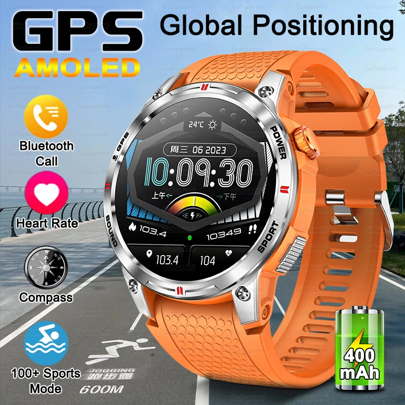 

New IP68 Deep Waterproof GPS Outdoor Sports Smart Watch Men Women Compass Heart Rate Blood Oxygen Voice BluetoothCall Smartwatch