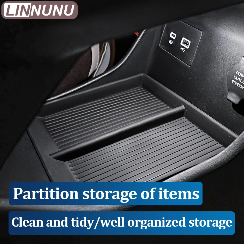 LINNUNU Central Control Lower Storage Box TPE For Geely Monjaro KX11 Manjaro Central Armrest Organizer Auto 2024 2025Accessories