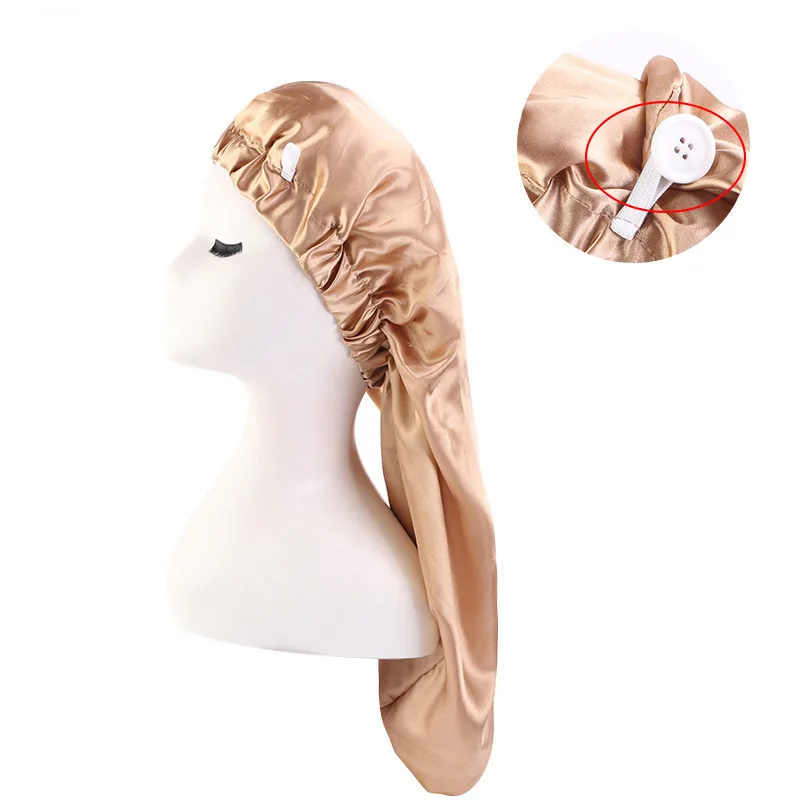 Adjustable Satin Bonnet Hair Sleep Cap Elastic Ruffled Edge Night Hat Women Hair Protection Bonnets Curly Hair Night Sleeping