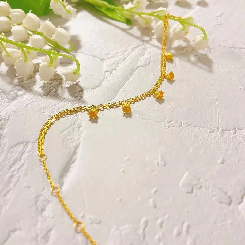 Exquisite Elegant Gold 18k Original Jewelry Bracelets for Women Flores Convallariae Bracelet Wedding Birthday Anniversary Gifts