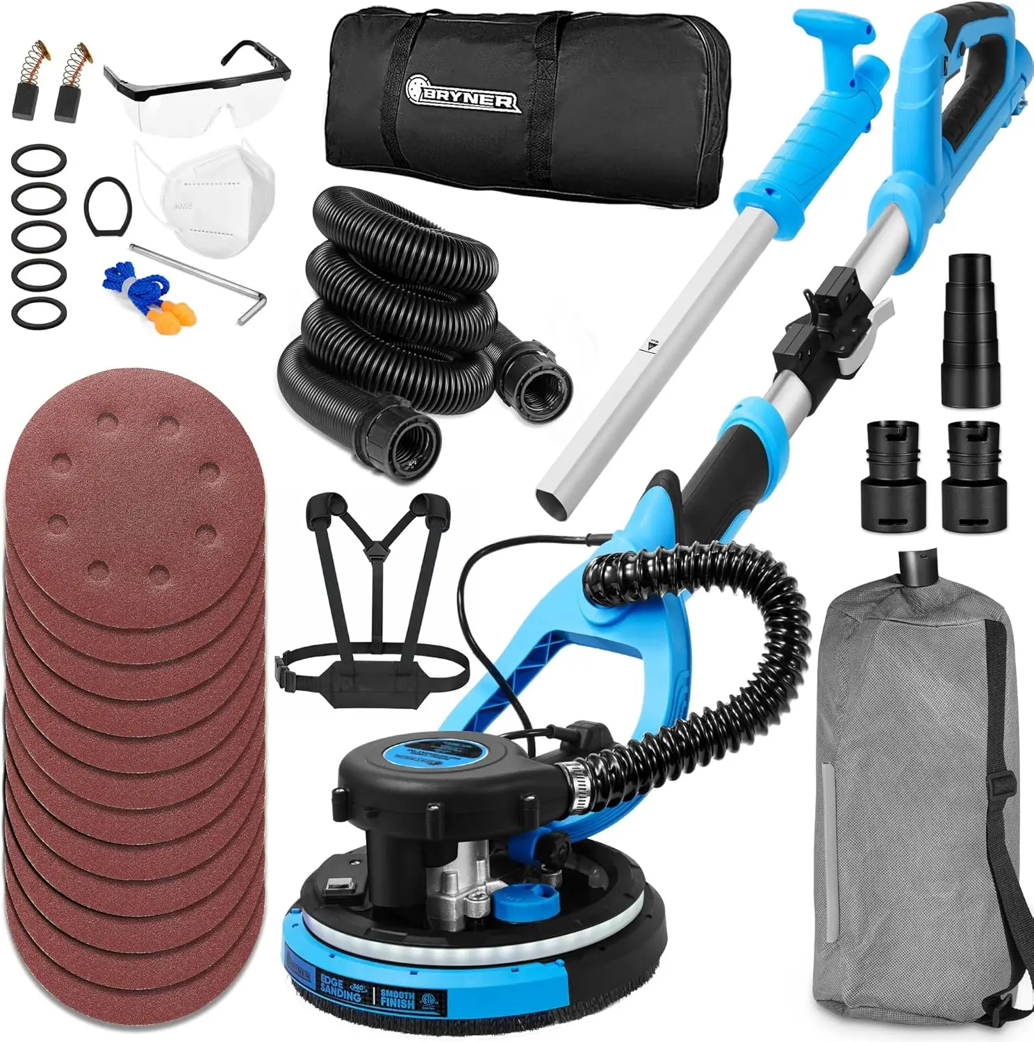 

Sander, 780W Electric Drywall Sander with Vacuum Attachment and Labor-Saving Back Belt, 7 Variable Speed 900-1800RPM, Dustless F