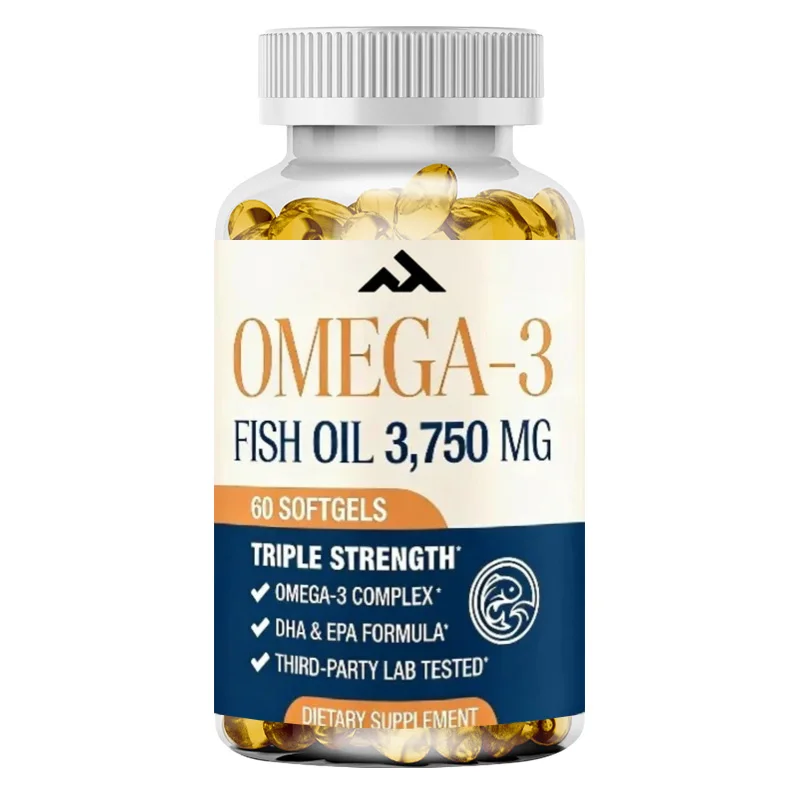 Omega-3 fish oil 3750mg contains 1350mg EPA+900mg DHA in 60 soft capsules