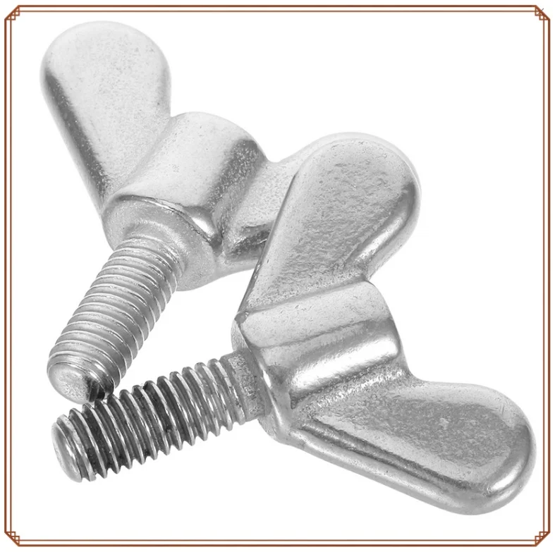 2 Buah Sekrup Mur Sayap Baja Tahan Karat 304 dengan Kepala Soket Segi Enam Datar untuk Pemasangan Tiang Bendera, Furnitur, dan Rangka Tempat Tidur