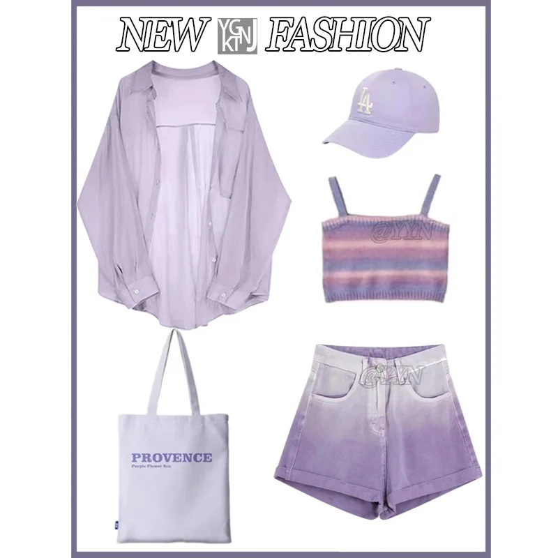 

Faionable Dopane Set Маленький размер adient Джинсовый ремень Жилет Защита от солнца irt Соответствующие orts Пуговицы Ne...