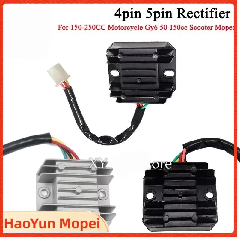 Regulador de Voltaje Rectificador para Motocicletas de 150-250CC, Scooters Gy6 50 150cc, Motos, Cuatrimotos y Embarcaciones, Compatible con Motores de 12V y 4/5 Pines