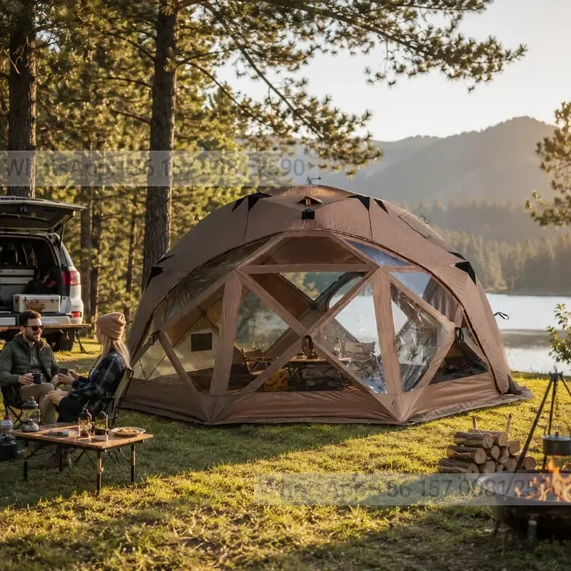 New Large Window Cotton Ball Tent Easy-Carry Warm Fishing Tent for Winter Family Camping Can Accommodate 8 People