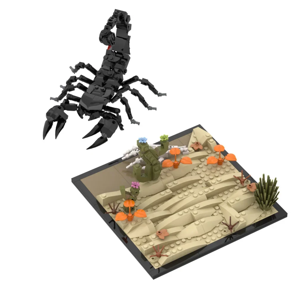 MOC Creativity Black Scorpions Model Building Blocks Scorpion And Base Insect Collection Particle Bricks Toy For Children Gift