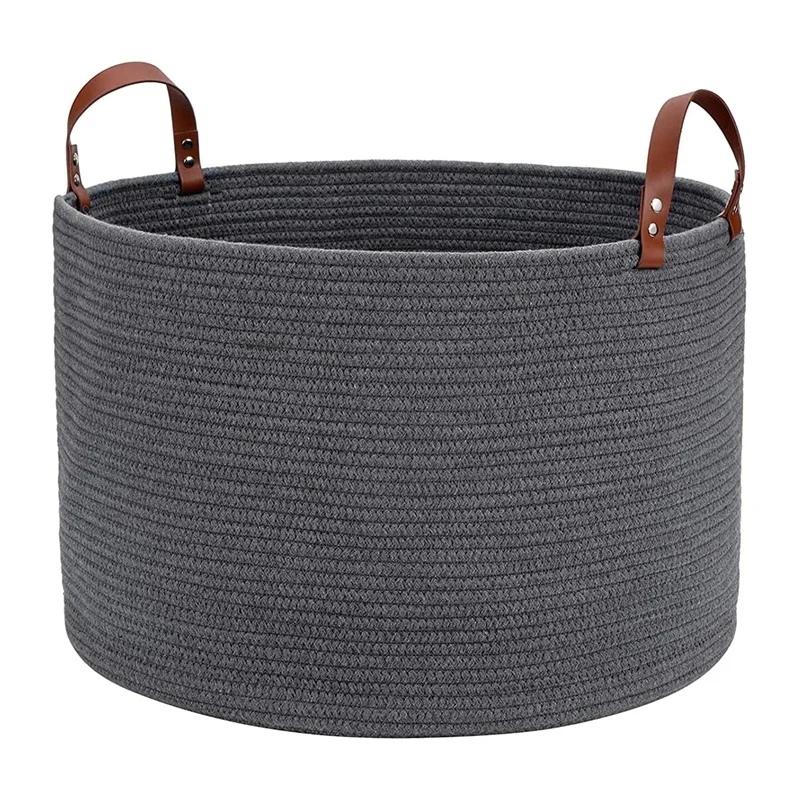 

Large Basket For Blanket Storage Basket Bins For Organizing Cotton Rope Woven Laundry Hamper Living Room Storage Basket