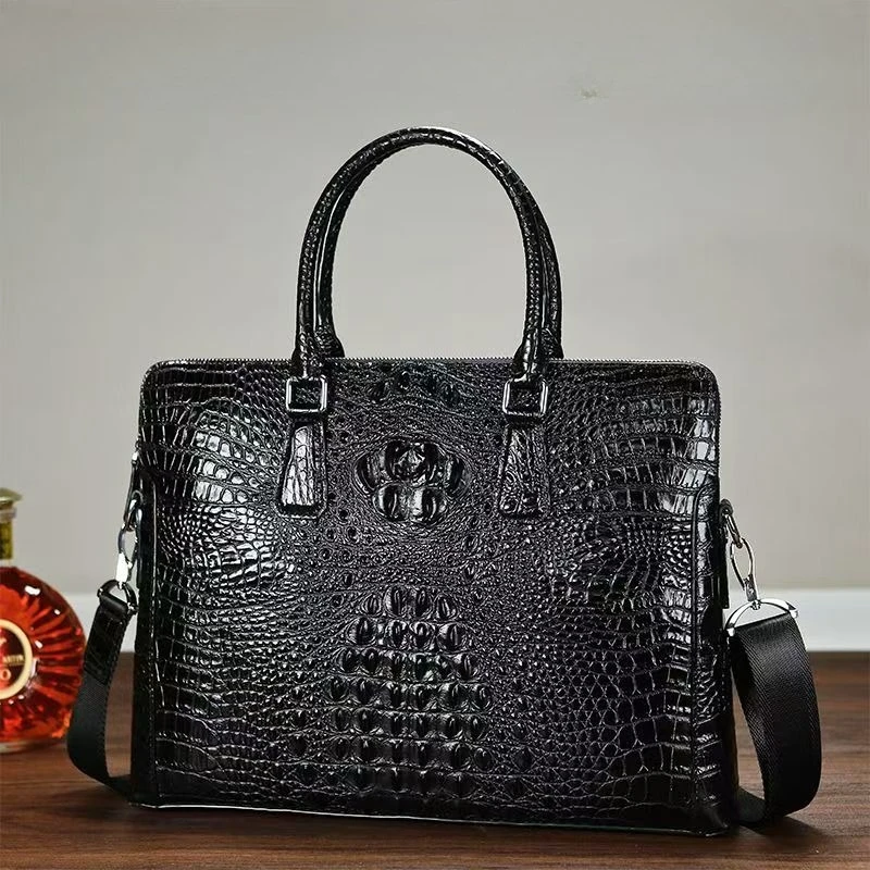 New Luxury Alligator Pattern Cow Genuine Leather Business Men's Briefcase Male Shoulder Bag Men Messenger Laptop Computer Bag