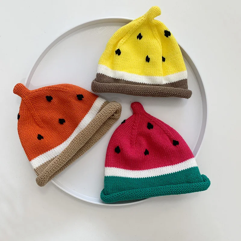 Autumn/Winter Children's Hat: Adorable Watermelon-Shaped Baby Beanie for Boys and Girls - Super Cute Knitted Wool Hat