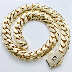 Ny 20mm Cuban Chain Design 14K Gold Plated Filled Brass Chain Necklace CZ Zircon Clasp Chains Cuban Hip Hop For Men Women