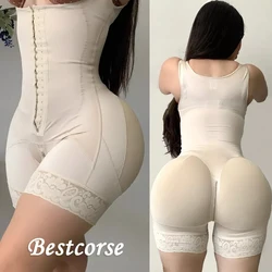 XS Hourglass Girdle Bodysuit Shapewear Women With Zipper Crotch Strong Compression Post Surgery Body Shaper Tummy And But Lifter